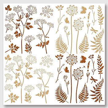 2Pcs 2 Styles PET Hollow Out Drawing Painting Stencils, for DIY Scrapbook, Photo Album, Vegetable Pattern, 300x300mm, 1pc/style