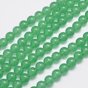 Natural & Dyed Malaysia Jade Bead Strands, Imitation Green Aventurine, Round, Medium Sea Green, 10mm, Hole: 1.0mm, about 38pcs/strand, 15 inch