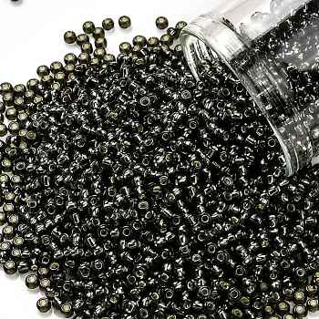 TOHO Round Seed Beads, Japanese Seed Beads, (29C) Silver Lined Dark Black Diamond, 11/0, 2.2mm, Hole: 0.8mm, about 50000pcs/pound