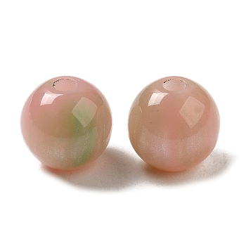 Translucent Resin Beads, Glitter Beads, Round, Dark Salmon, 8x7.5mm, Hole: 1.8mm