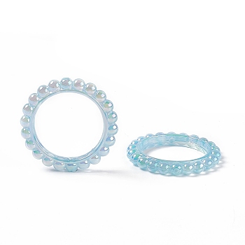 UV Plating Opaque Acrylic Beads Frames, Flower Ring, Sky Blue, 42.5x43x5.5mm, Hole: 2.5mm, Inner Diameter: 31mm