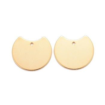 201 Stainless Steel Pendants, Flat Round, Real 24k Gold Plated, 18x20x0.8mm, Hole: 1.4mm