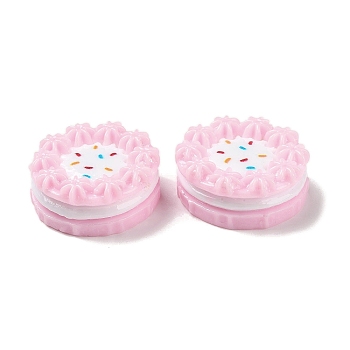 Opaque Resin Imitation Food Decoden Cabochons, Cake, Pink, 26x11mm