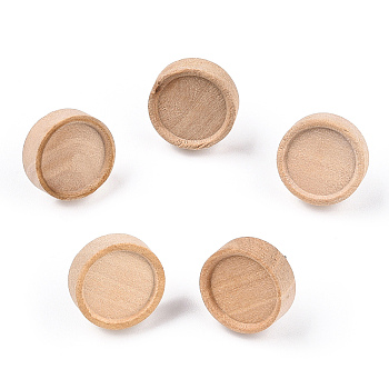 Natural Maple Wood Stud Earring Findings with 316 Stainless Steel Pin, Flat Round Earring Settings, BurlyWood, 15x5mm, Pin: 0.8mm, Tray: 12.5mm