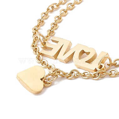 Bracelet à breloques cœur et mot d'amour en cristal strass avec 304 chaînes en acier inoxydable pour femme(STAS-P304-15G)-3