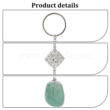 Copper Wire Wrapped Gemstone Nuggets Pendant Decoration(HJEW-AB00384)-3