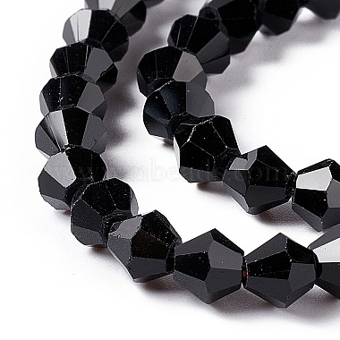 Perles en verre toupie noires à facettes(X-GLAA-S026-6mm-10)-4