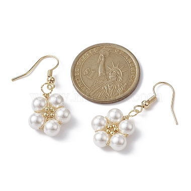 Boucles d'oreilles pendantes en forme de fleur et de coquillage(EJEW-JE05329)-2