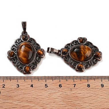 Natural Tiger Eye Rhombus Pendants(G-K363-02R-03)-3