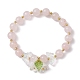 bracelets extensibles en quartz rose naturel papillon(BJEW-JB10085)-1