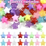 60Pcs 2 Styles Acrylic Pendants, Star Charms, Mixed Color, 27.5x23.5x13mm, Hole: 3mm, 30pcs/style(MACR-YW0004-75)