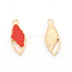 Light Gold Plated Alloy Enamel Pendants, Leaf Pendant Accessories, Red, 24x8.5x2.5mm, Hole: 2mm(ENAM-WH0051-01D)
