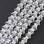 Transparent Glass Beads Strands, Faceted, Bicone, Clear, 2.9~3.3x2.5mm, Hole: 0.7mm, about 135~140pcs/strand, 38~40cm(EGLA-A039-T2mm-D13)