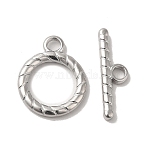 Non-Tarnish 304 Stainless Steel Toggle Clasps, Ring, Stainless Steel Color, 19x15x2mm, Hole: 3mm, Bar: 21x6x2mm, Hole: 3mm(STAS-H212-14P)