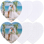 6Pcs 2 Styles Paper Heat Transfer Blank Puzzle for Adult Chrildren, White, Heart, 191x192x2mm, 3pcs/style(DIY-SP0004-29)