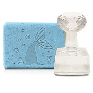Plastic Stamps, DIY Soap Molds Supplies, Square, Mermaid Pattern, 31x26mm(DIY-WH0350-099)
