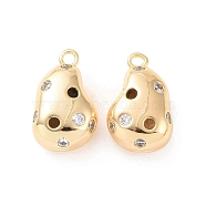 Ion Plating(IP) Brass Micro Pave Cubic Zirconia Pendants, Real 18K Gold Plated, 17.5x10.5x8mm, Hole: 1.8mm(KK-A168-10G)