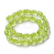 Handmade Foil Lampwork Beads Strands, Nuggets, Green Yellow, 13.5~14x10.5mm, Hole: 1.2~1.5mm, about 28pcs/strand, 14.84''(37.7cm)(FOIL-Z001-06F)