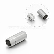 Matte 304 Stainless Steel Column Magnetic Clasps with Glue-in Ends, Stainless Steel Color, 19x8mm, Hole: 6mm(STAS-E089-03A)