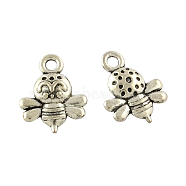 Tibetan Style Alloy Bee Charms, Cadmium Free & Lead Free, Antique Silver, 14x11x4mm, Hole: 2mm, about 625pcs/500g(TIBEP-Q043-265-RS)
