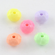 Opaque Acrylic Beads, Faceted Rondelle, Mixed Color, 8x5.5mm, Hole: 1.5mm, about 2400pcs/500g(SACR-R850-19)