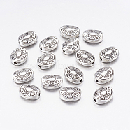 Tibetan Style Alloy Beads, Oval, Antique Silver, Lead Free & Cadmium Free & Nickel Free, 11x9x4mm, Hole: 2mm(X-LF9420Y-NF)
