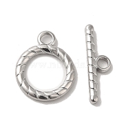 304 Stainless Steel Toggle Clasps, Ring, Stainless Steel Color, 19x15x2mm, Hole: 3mm, Bar: 21x6x2mm, Hole: 3mm(STAS-H212-14P)