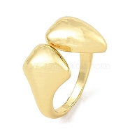 Double Heart Rack Plating Brass Open Cuff Rings, Cadmium Free & Lead Free, Real 18K Gold Plated, US Size 5 1/4(15.9mm)(RJEW-G294-04G)