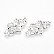 Tibetan Style Alloy Links/Connector, Lead Free & Cadmium Free, for Valentine's Day, Heart with Infinity, Antique Silver, 12.5x24x2mm, Hole: 1.8mm, about 550pcs/500g(TIBE-S323-094AS-RS)