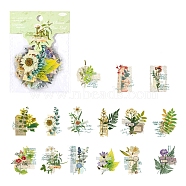 30Pcs 15 Styles Leaf Waterproof PET Decorative Stickers, Self-adhesive Decals, for DIY Scrapbooking, Pale Green, 60mm, 2pcs/style(PW-WG94565-03)