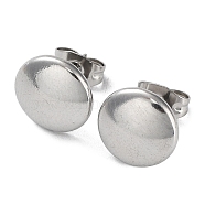 304 Stainless Steel Flat Round Ear Studs for Women, Stainless Steel Color, 10mm(EJEW-P234-08P)
