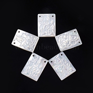 Natural White Shell Pendants for Mother's Day, Rectangle with Mother & Son, 15~15.5x11~11.5x2.5~3mm, Hole: 1mm(SSHEL-D083-32B)