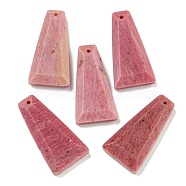 Natural Rhodochrosite Pendants, Faceted Trapezoid Charms, 25x13x4mm, Hole: 1mm(G-G123-02B)