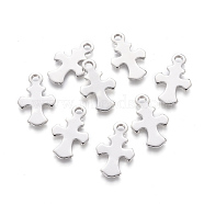 201 Stainless Steel Pendants, Cross, Stainless Steel Color, 21x13x1mm, Hole: 2mm(STAS-L233-079P)