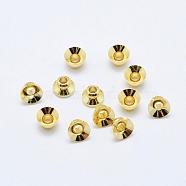 Brass Bead Caps, Real 18K Gold Plated, Cadmium Free & Nickel Free & Lead Free, Golden, 5x3mm, Hole: 1.5mm(KK-P112-36-NR)