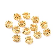 Rack Plating Alloy Beads, Cadmium Free & Lead Free, Long-Lasting Plated, Flower, Matte Gold Color, 4x2mm, Hole: 1.6mm(PALLOY-Z013-15G-RS)