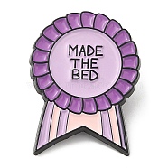 Word Made The Bed Dopamine Color Series Medal Enamel Pin, Electrophoresis Black Zinc Alloy Brooch for Backpack Clothes, Medium Purple, 30x22x1.5mm(JEWB-D018-01B-EB)