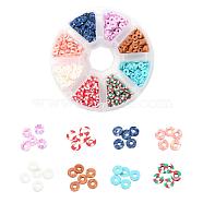 1280Pcs 8 Colors Handmade Polymer Clay Beads, Disc Heishi Beads, Mixed Color, 6x0.5~1mm, Hole: 1.8~2mm, 160pcs/color(CLAY-YW0001-15D)