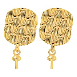 Rack Plating Brass Studs Earrings Finding, Cadmium Free & Lead Free, Long-lasting Plated, Fan, Golden, 19x10mm, Pin: 0.7~0.8mm(KK-T072-05G)