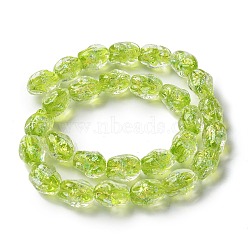 Handmade Foil Lampwork Beads Strands, Nuggets, Green Yellow, 13.5~14x10.5mm, Hole: 1.2~1.5mm, about 28pcs/strand, 14.84''(37.7cm)(FOIL-Z001-06F)