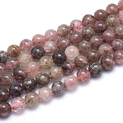 Natural Strawberry Quartz Beads Strands, Round, 8mm, Hole: 1mm, about 49pcs/strand, 15.3 inch(X-G-F364-07-8mm)