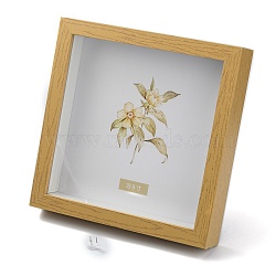 8 Inch Wall Mounted Wood Shadow Box Frames, Square Desk Display Cases, with Clear Window, for Memorabilia Pictures Medals Plant Specimen Dry Bouquet, Goldenrod, Frame: 230x230x44mm(AJEW-WH0042-20C)