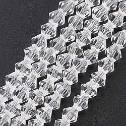 Transparent Glass Beads Strands, Faceted, Bicone, Clear, 2.9~3.3x2.5mm, Hole: 0.7mm, about 135~140pcs/strand, 38~40cm(EGLA-A039-T2mm-D13)
