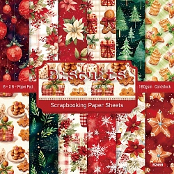 24Pcs 12 Styles Christmas Scrapbook Paper Pads, for DIY Album Scrapbook, Background Paper, Diary Decoration, Mixed Color, 152x152mm, 2pcs/style(PW-WG8757D-01)