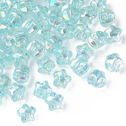 1-Hole Transparent Acrylic Buttons, AB Color Plated, Star, Sky Blue, 13.5x14x11.5mm, Hole: 2.5mm, about 900pcs/500g(MACR-S373-129-C07)