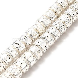 Electroplated Natural Lava Rock Beads Strands, Column, Silver Plated, 8x8.5mm, Hole: 1mm, about 50pcs/strand, 15.94~16.14 inch(40.5~41cm)(G-G984-07S)