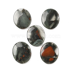 Natural Africa Bloodstone Cabochons, Flat Oval, 44.5~45x37.5~38x6~7mm(G-A258-01H)