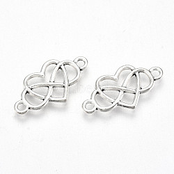 Tibetan Style Alloy Links/Connector, Lead Free & Cadmium Free, for Valentine's Day, Heart with Infinity, Antique Silver, 12.5x24x2mm, Hole: 1.8mm, about 550pcs/500g(TIBE-S323-094AS-RS)