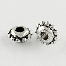 Antique Acrylic Spacer Beads, Flat Round, Antique Silver Plated, 8.5x4mm, Hole: 3mm, about 4260pcs/500g(PACR-Q085-48AS)
