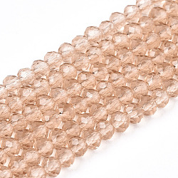 Glass Beads Strands, Faceted, Rondelle, Tan, 2.3~2.7x2mm, Hole: 0.4mm, about 150~155pcs/strand, 12.60~12.99 inch(32~33cm)(EGLA-A044-T1mm-D20)